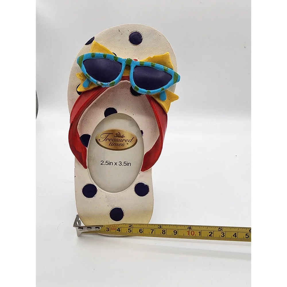 Treasured Times Flip Flop Sunglasses Polka Dot Picture Frame 2.5x3.5